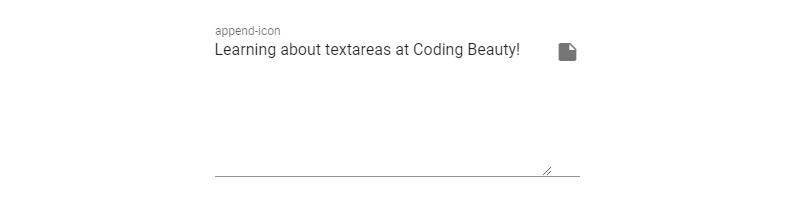 Using the append-icon prop of v-textarea