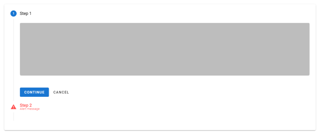 Displaying an error state in a vertical stepper.